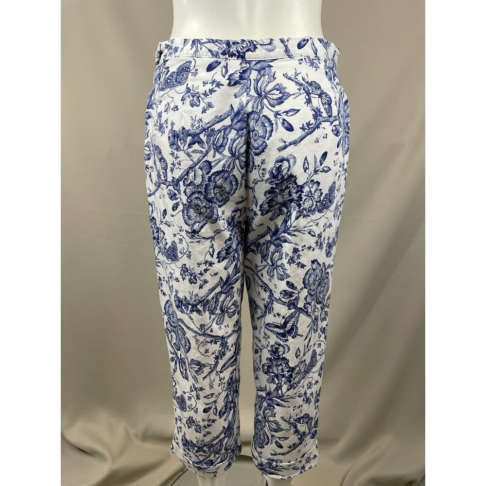 Bill Blass White Floral Print Capri Jeans Women's 8 Perfect Fit High Rise Mom - Picture 4 of 16